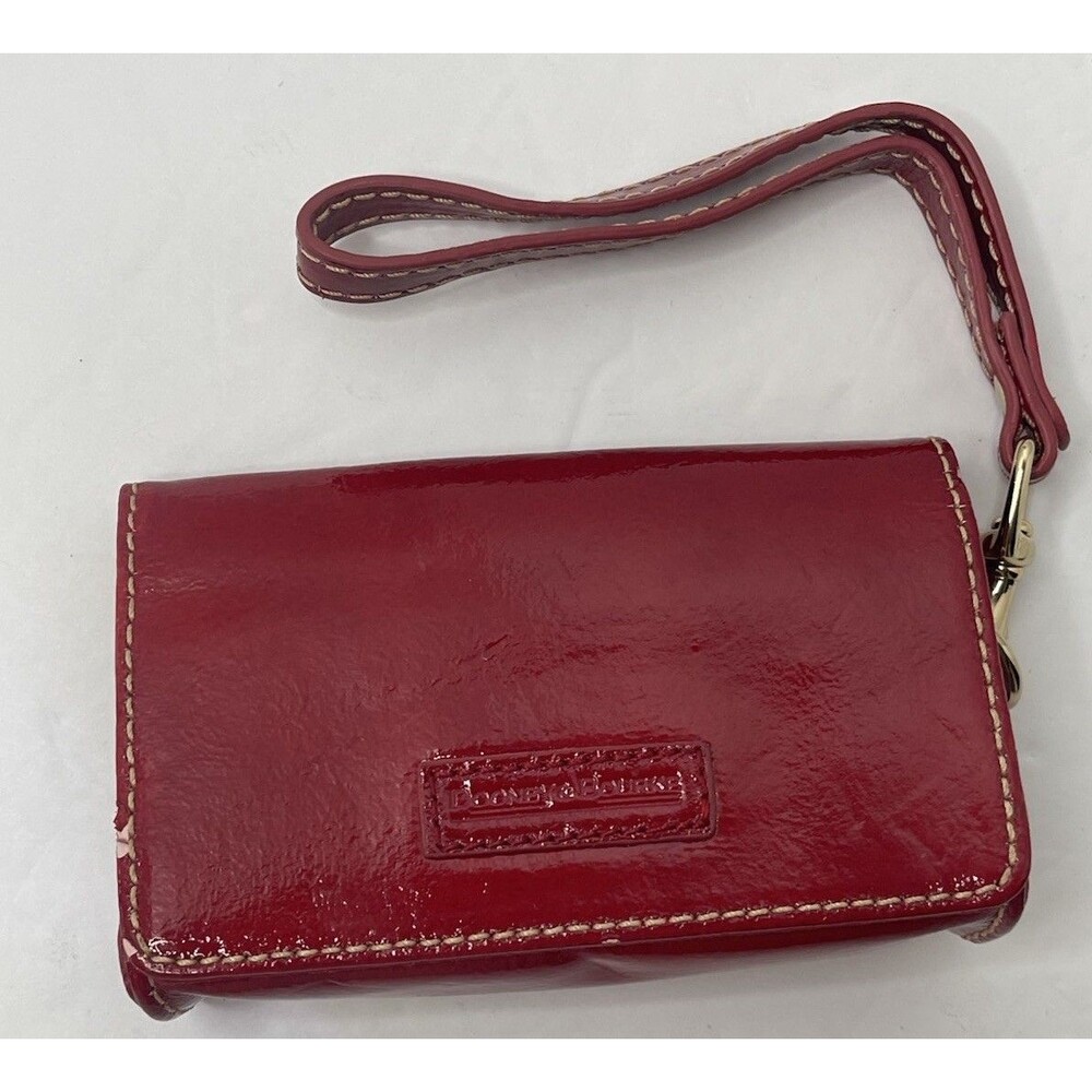 dooney and bourke red patent leather lipstick case Magnetic Snap Wristlet 5x3"